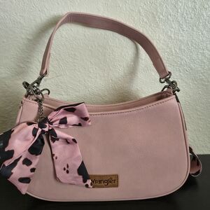 Wrangler Blush Pink Shoulder Bag with Bow Accent